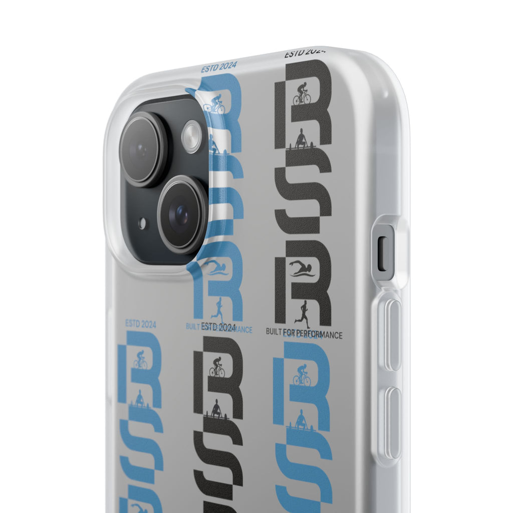 Phone Case — Repeating 'RSR' Blue & Black Graphic Flexi Case by RSR