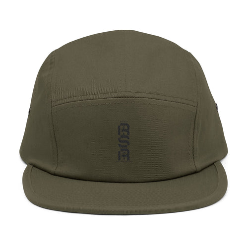 Embroidered 5-Panel Cap — Minimal Vertical Logo, Tan Casual Streetwear by RSR