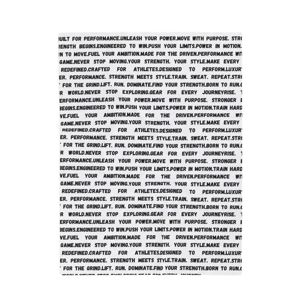 Motivational Text Velveteen Plush Blanket — Repeating Strength & Performance Print by RSR