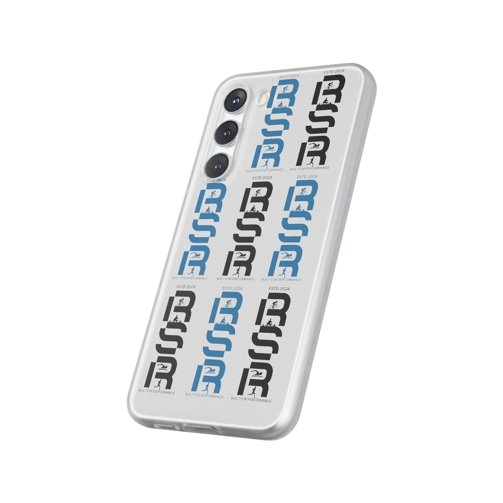 Phone Case — Repeating 'RSR' Blue & Black Graphic Flexi Case by RSR