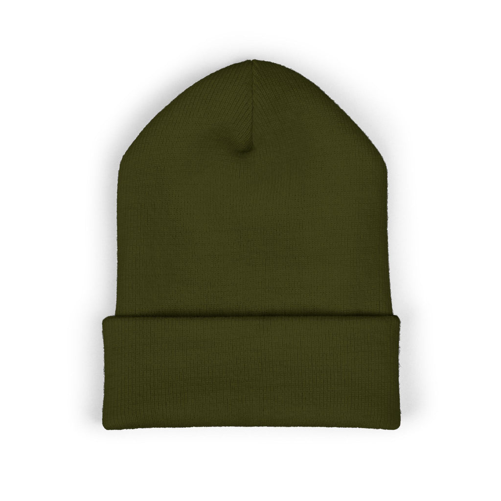 Embroidered Minimalist Cuffed Beanie — Small Vertical Logo by RSR