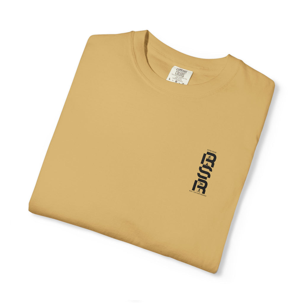 Vertical Gothic "GOD" Graphic T-Shirt — Minimal White Streetwear by RSR