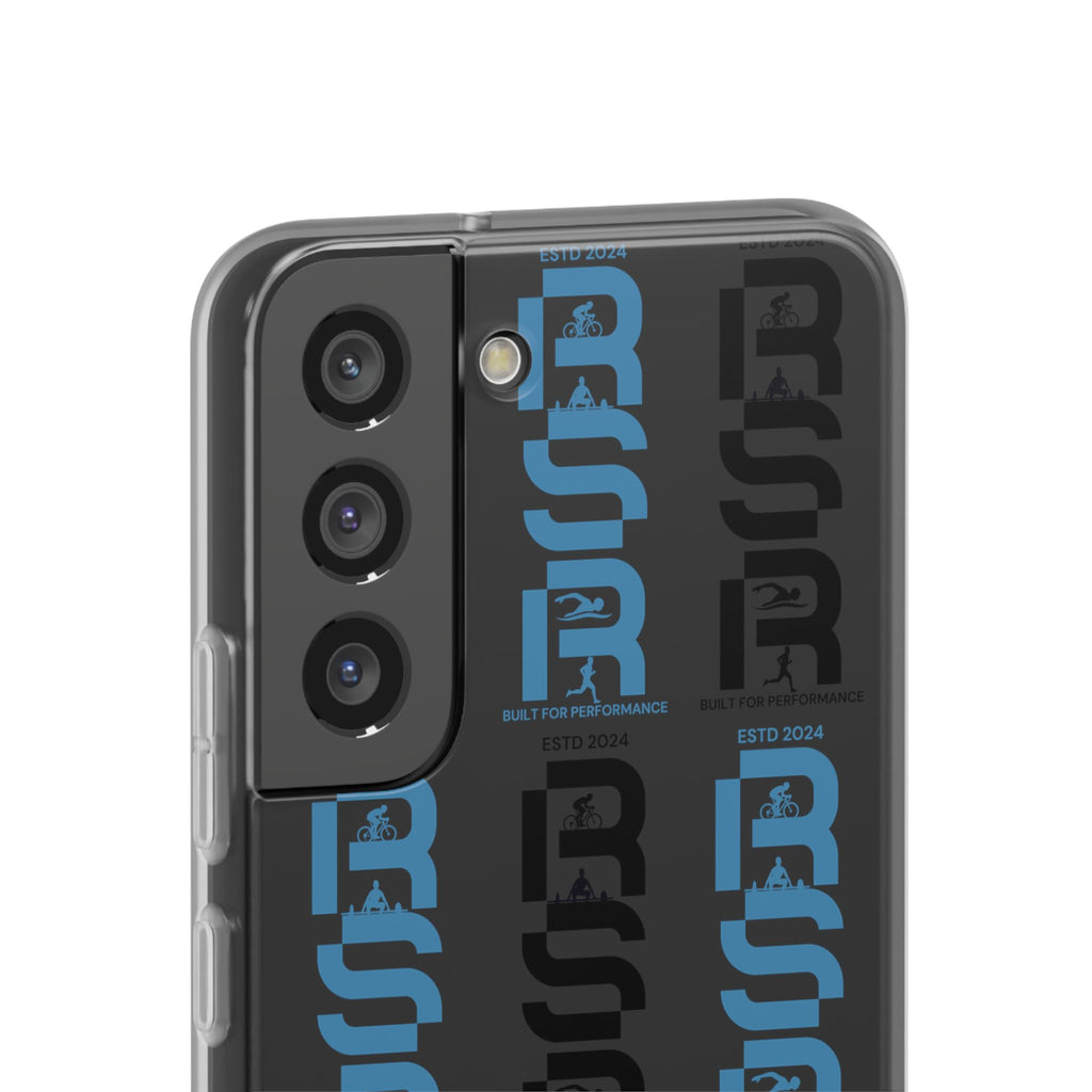Phone Case — Repeating 'RSR' Blue & Black Graphic Flexi Case by RSR