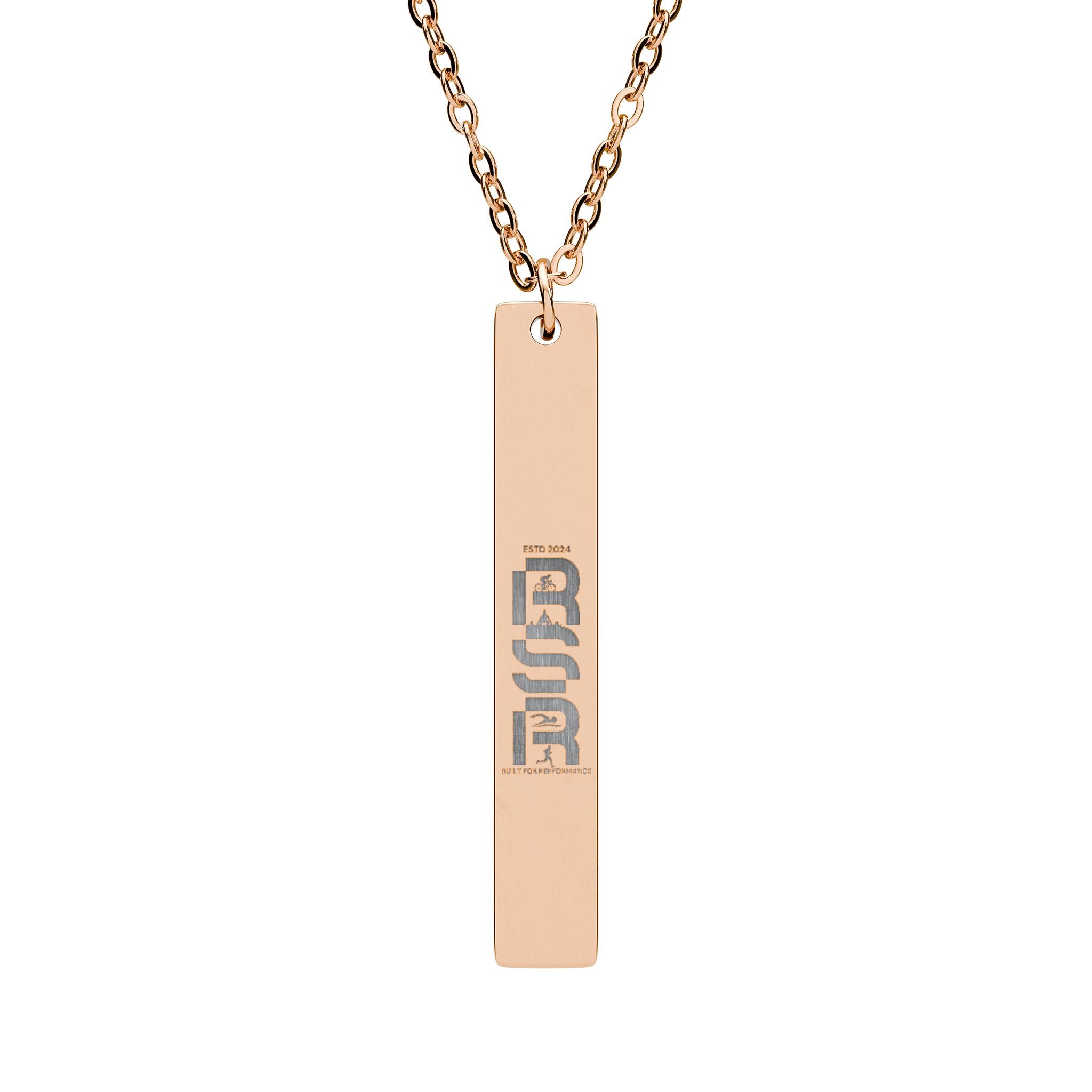 Engravable Vertical Bar Necklace — Personalized Vertical Name/Initial Pendant (Silver or Rose Gold) by RSR