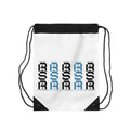 Minimalist Vertical Logo Drawstring Bag — Repetitive Black & Blue Graphic by RSR