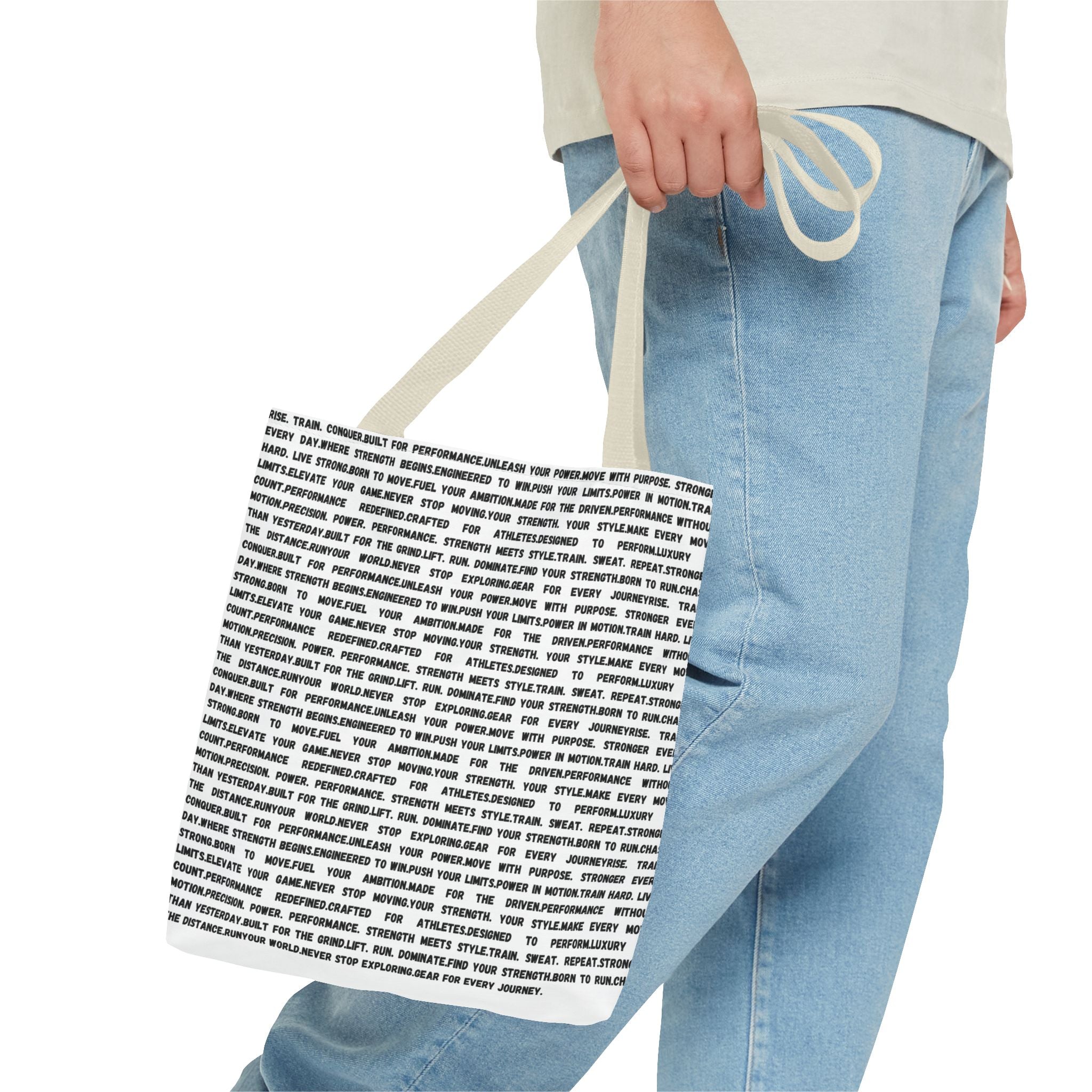 Inspirational Quote Text Pattern Tote Bag — Motivational All-Over Print Tote by RSR