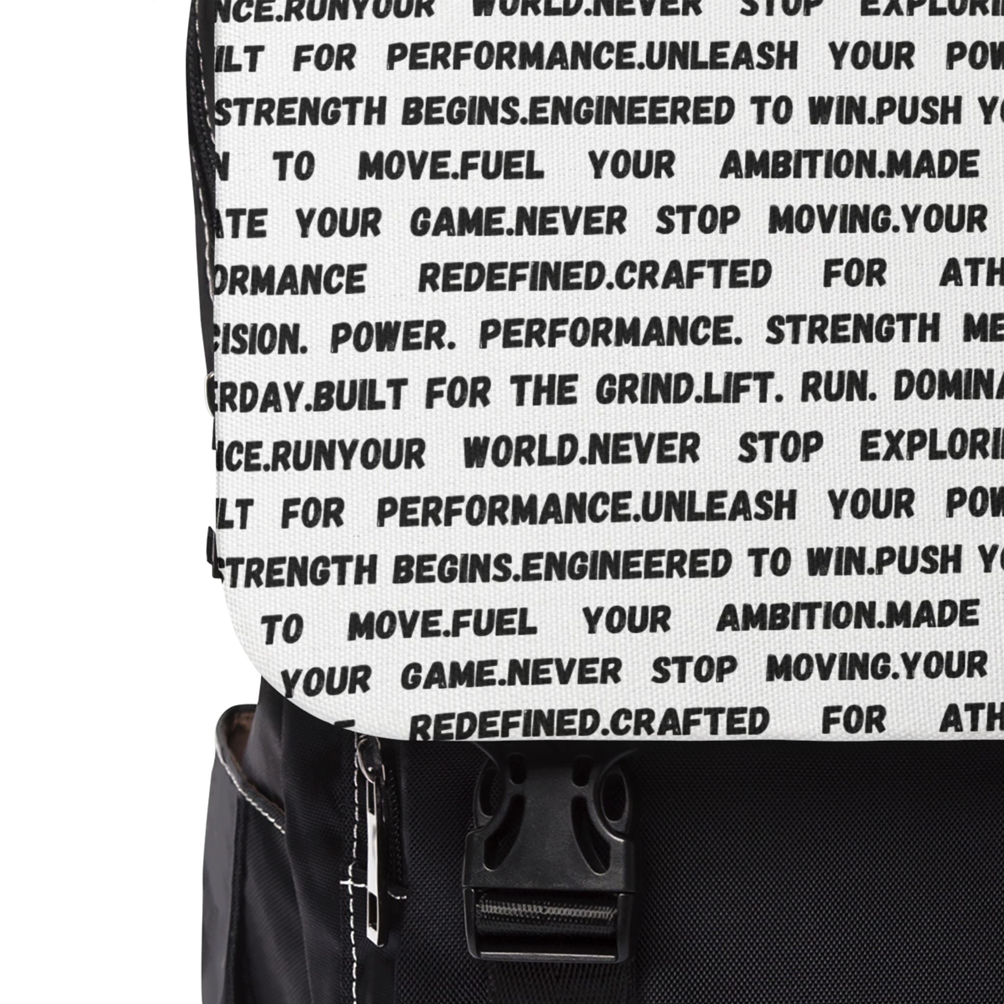 Text Print Casual Shoulder Backpack — Black & White Urban Laptop Bag by RSR