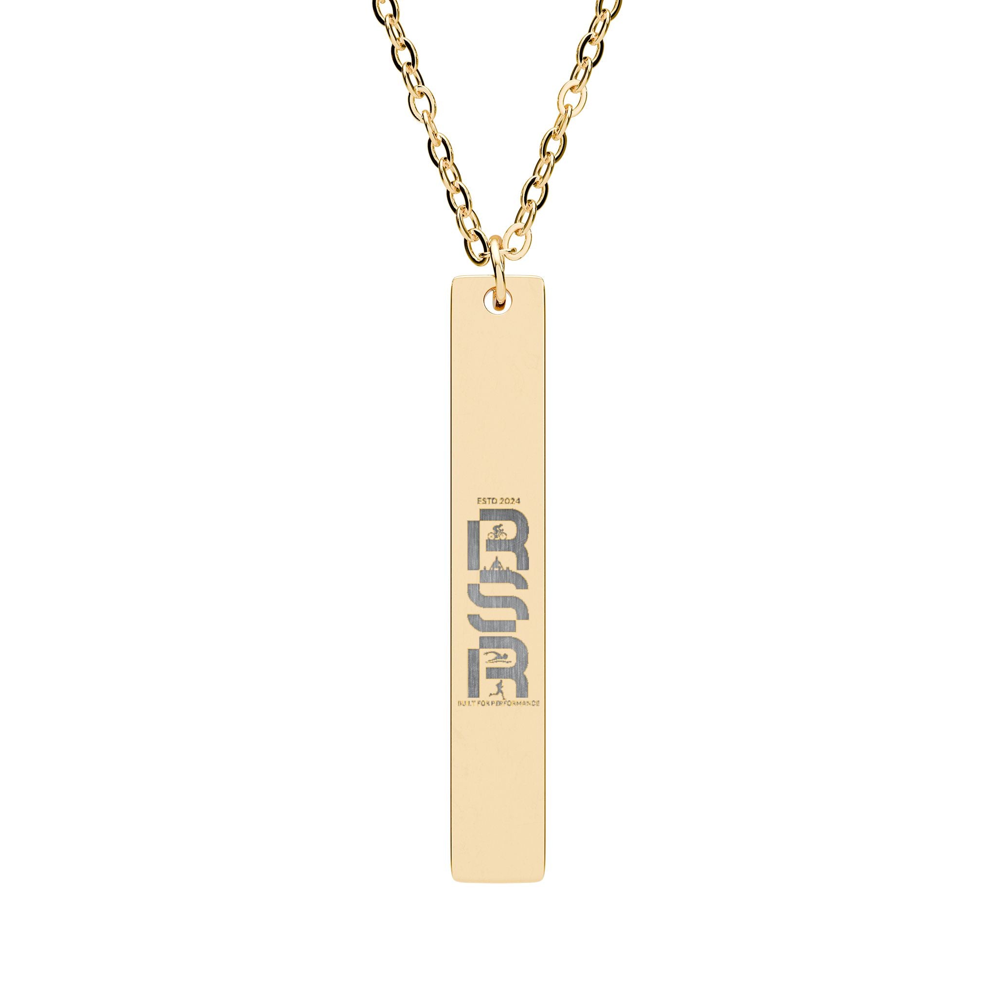 Engravable Vertical Bar Necklace — Personalized Vertical Name/Initial Pendant (Silver or Rose Gold) by RSR