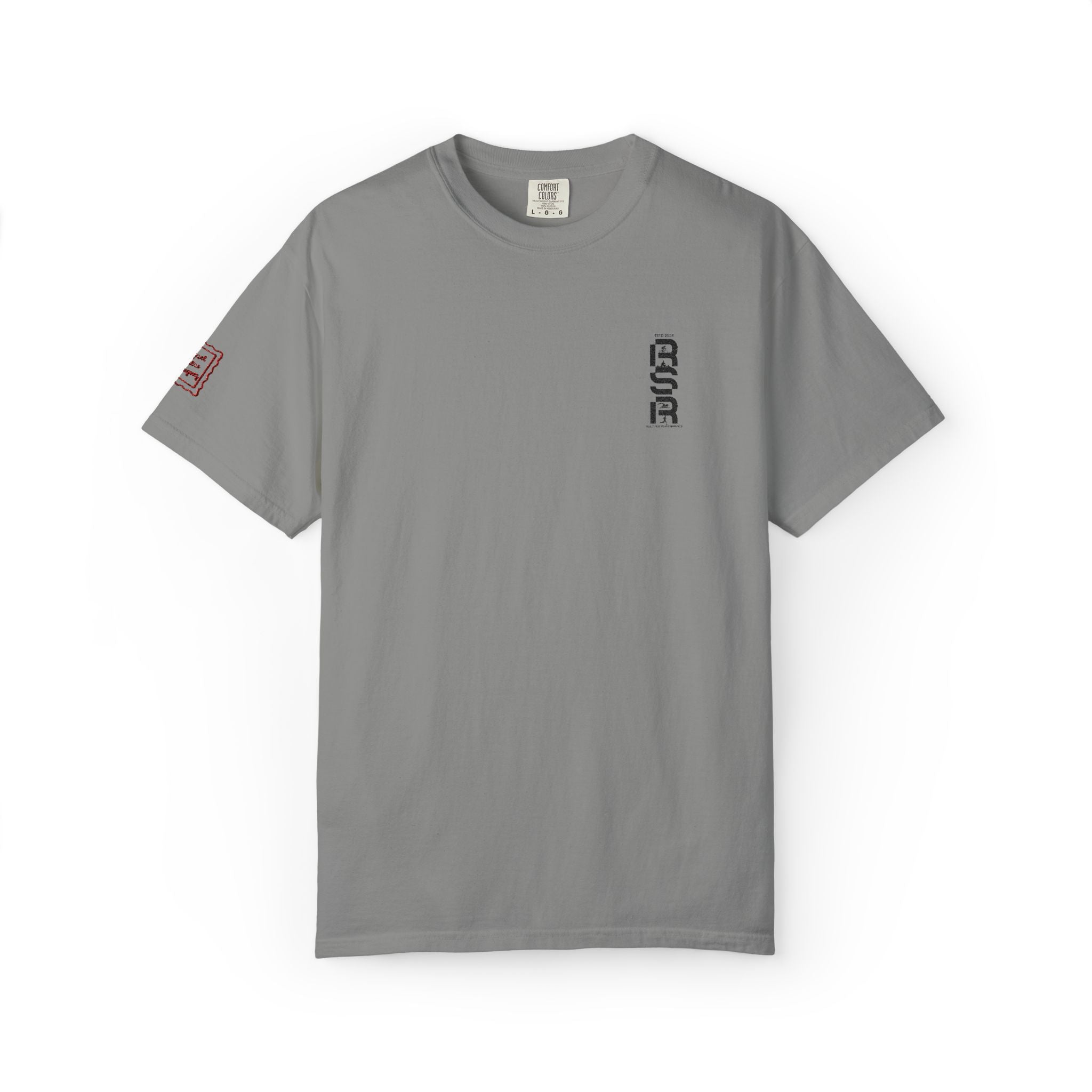 Vertical Gothic "GOD" Graphic T-Shirt — Minimal White Streetwear by RSR