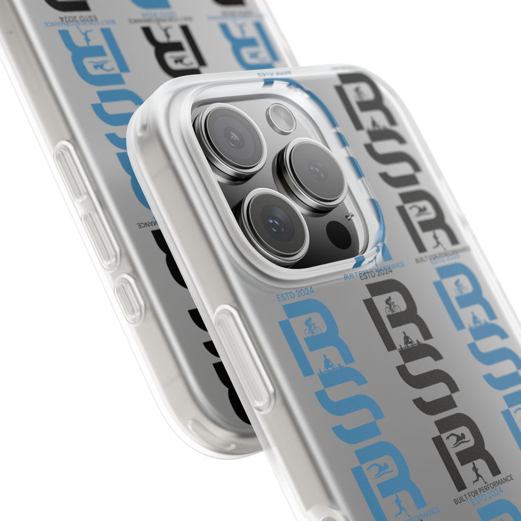 Phone Case — Repeating 'RSR' Blue & Black Graphic Flexi Case by RSR