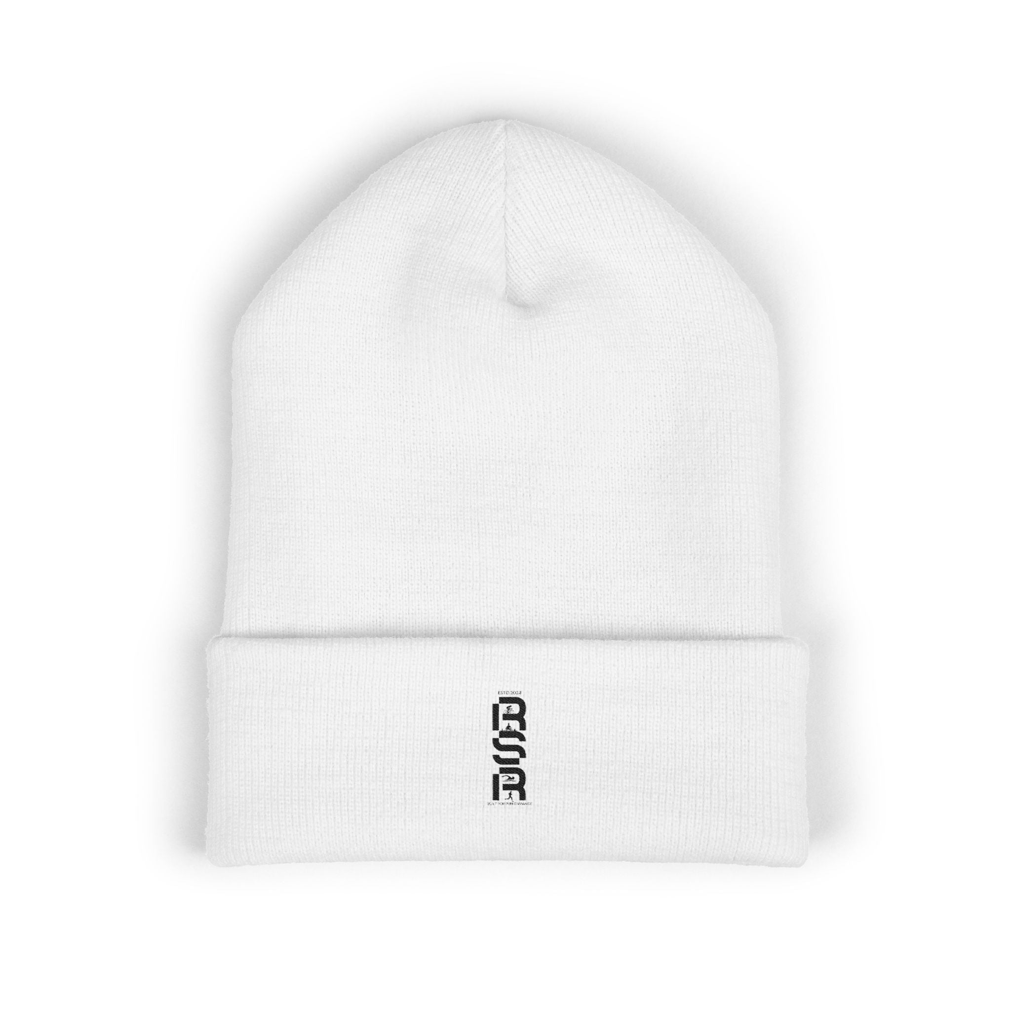 Embroidered Minimalist Cuffed Beanie — Small Vertical Logo by RSR