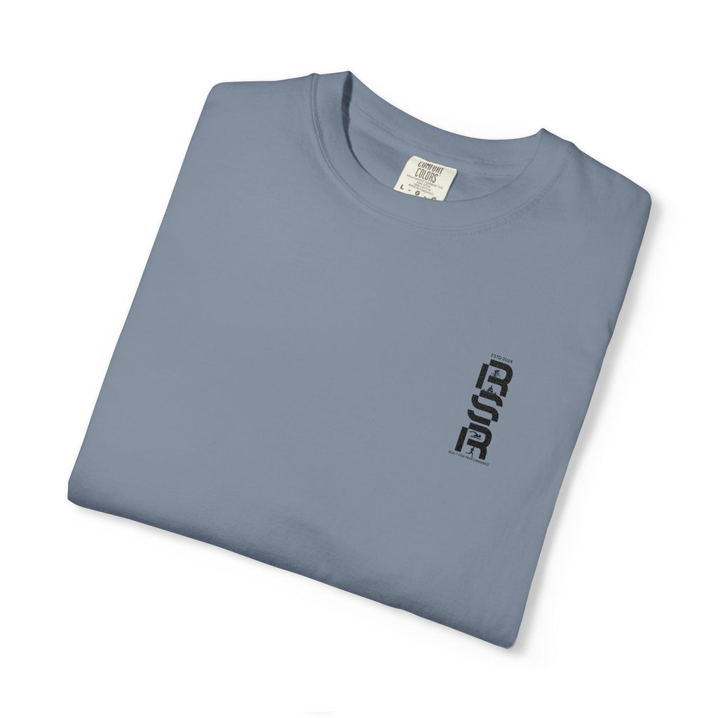 Vertical Gothic "GOD" Graphic T-Shirt — Minimal White Streetwear by RSR