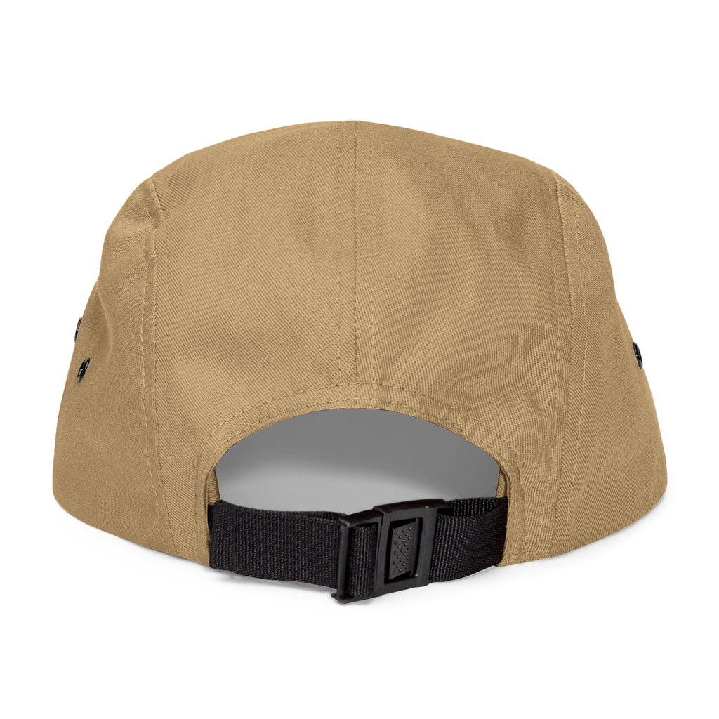 Embroidered 5-Panel Cap — Minimal Vertical Logo, Tan Casual Streetwear by RSR