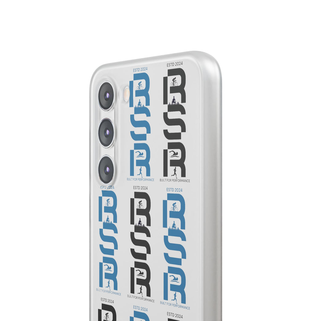 Phone Case — Repeating 'RSR' Blue & Black Graphic Flexi Case by RSR