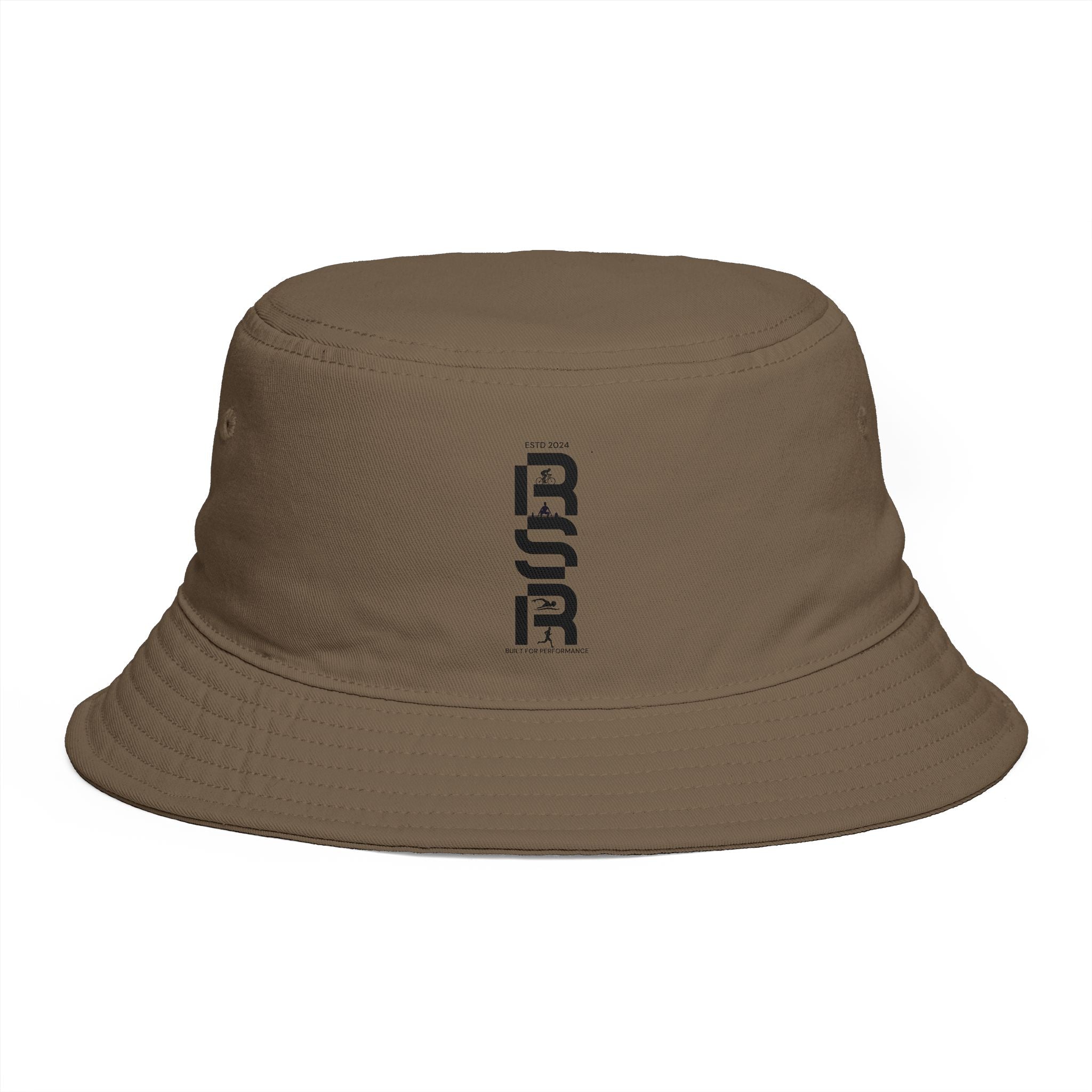 Rust Brown Bucket Hat with Vertical 'ROAR' Distressed Text — Trendy Casual Sun Hat by RSR