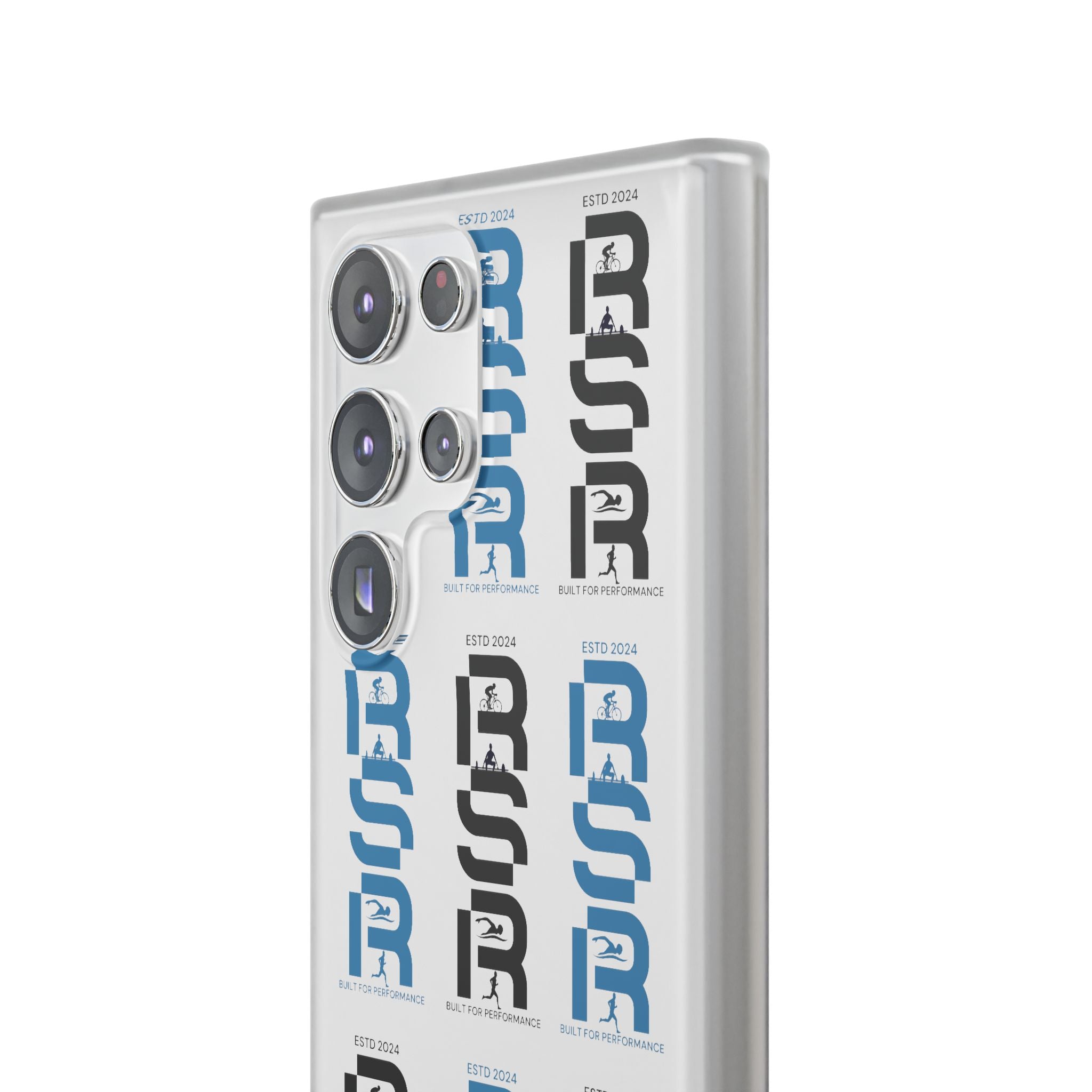 Phone Case — Repeating 'RSR' Blue & Black Graphic Flexi Case by RSR