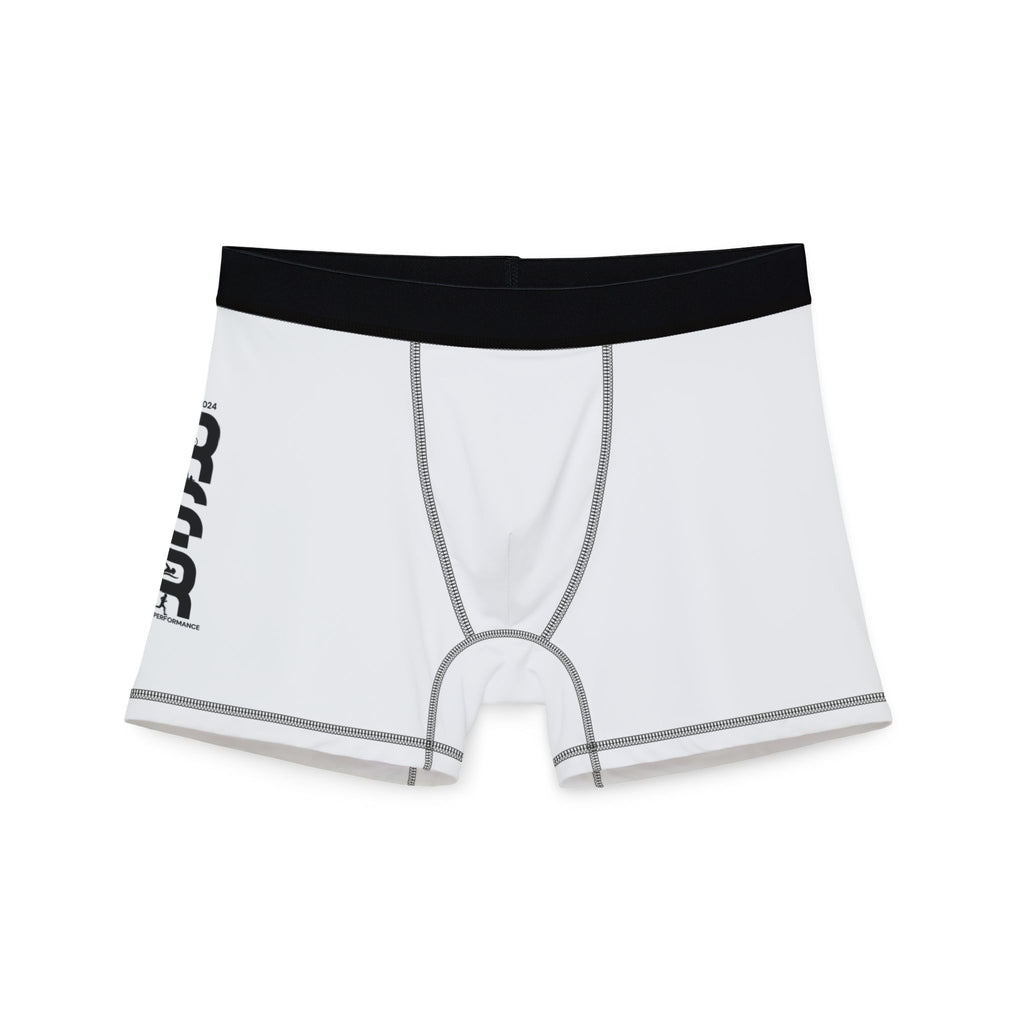 Men's Boxer Briefs — Minimal White AOP Underwear with Side Logo by RSR