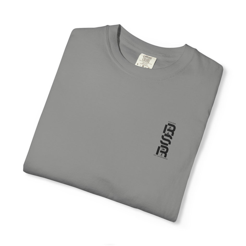 Vertical Gothic "GOD" Graphic T-Shirt — Minimal White Streetwear by RSR