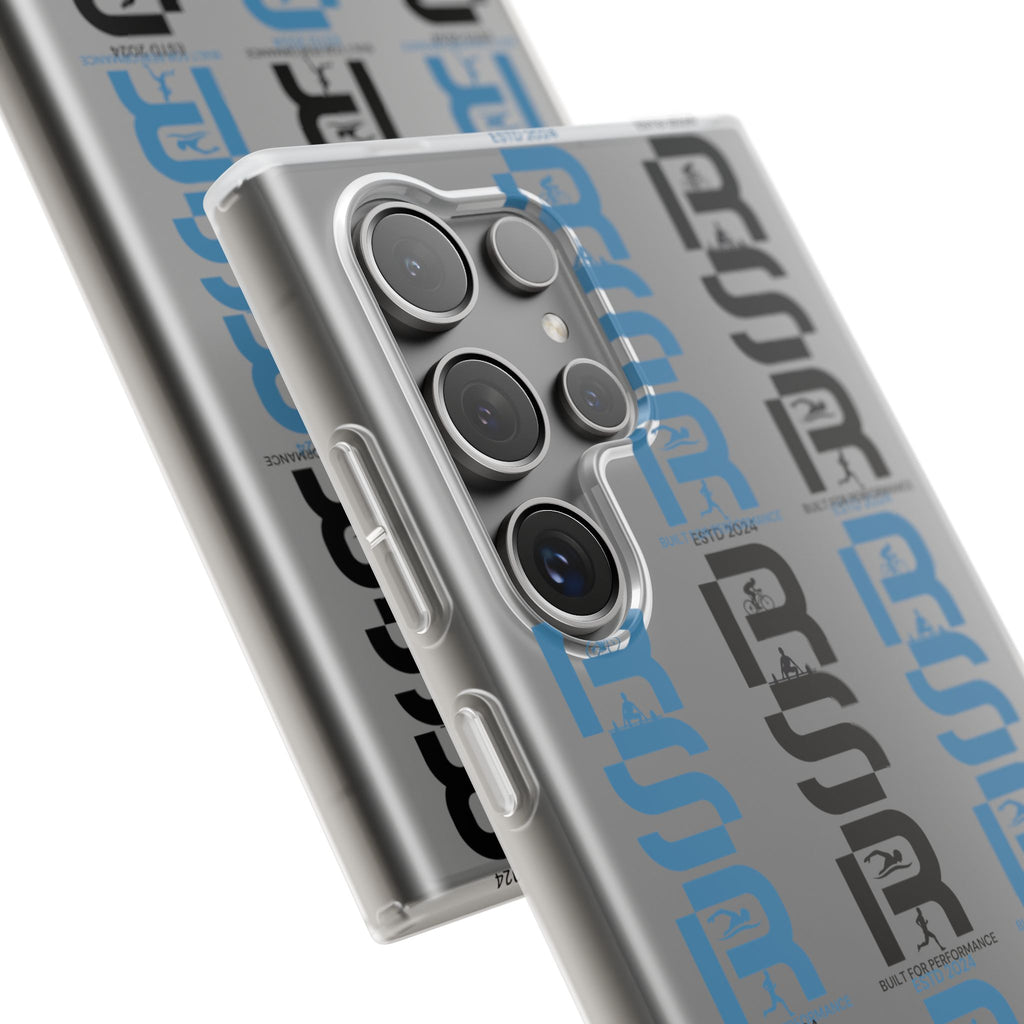Phone Case — Repeating 'RSR' Blue & Black Graphic Flexi Case by RSR