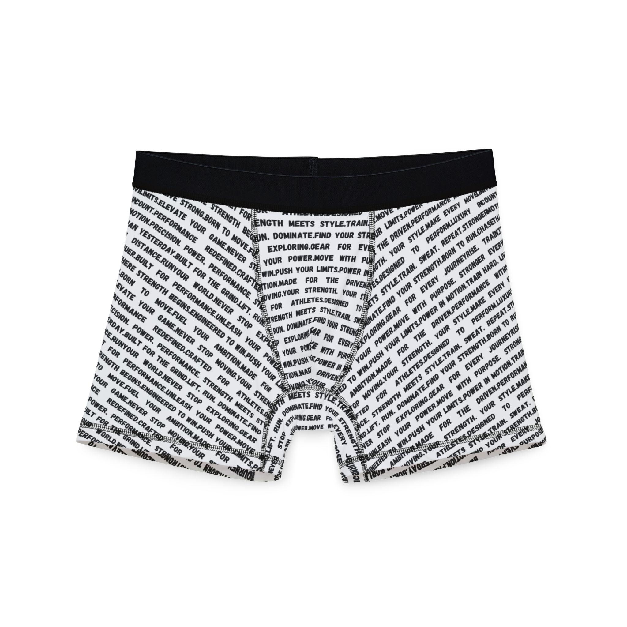 Men's Motivational Text Boxer Briefs – All-Over Print 'Never Stop' by RSR
