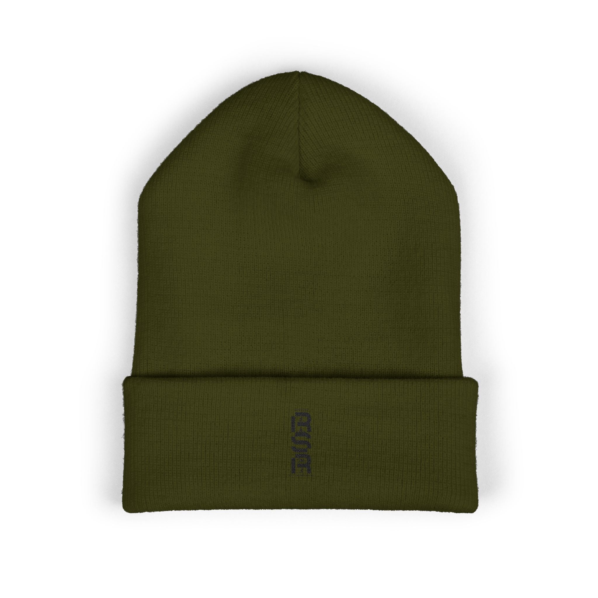 Embroidered Minimalist Cuffed Beanie — Small Vertical Logo by RSR