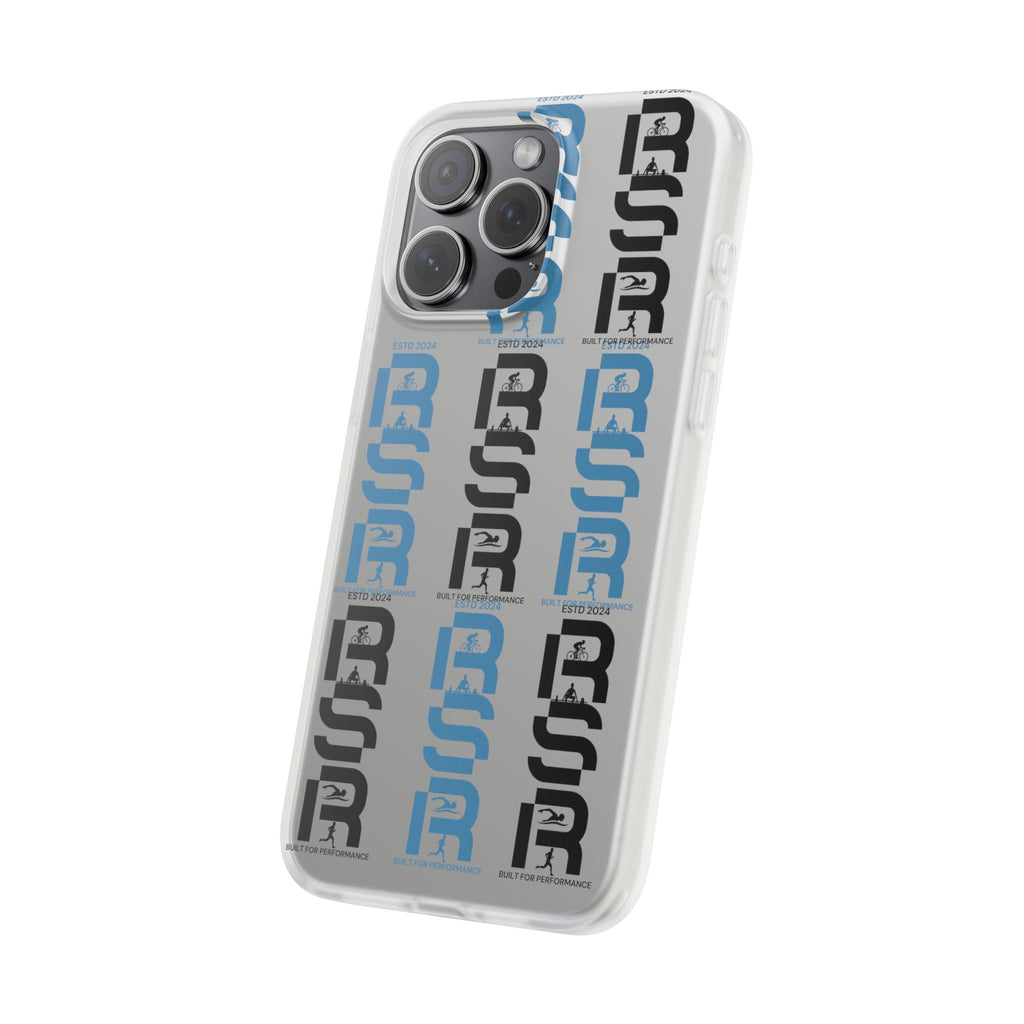Phone Case — Repeating 'RSR' Blue & Black Graphic Flexi Case by RSR