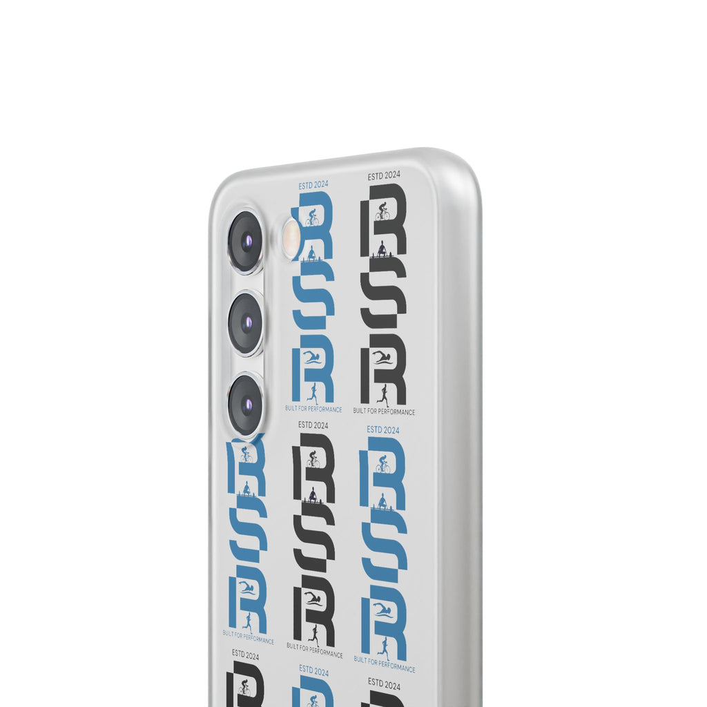 Phone Case — Repeating 'RSR' Blue & Black Graphic Flexi Case by RSR