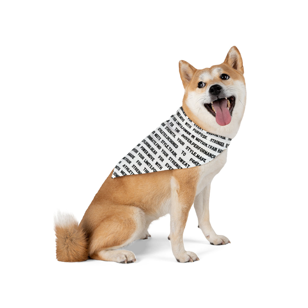 Motivational Text Pet Bandana — Repeating Performance Words Design by RSR