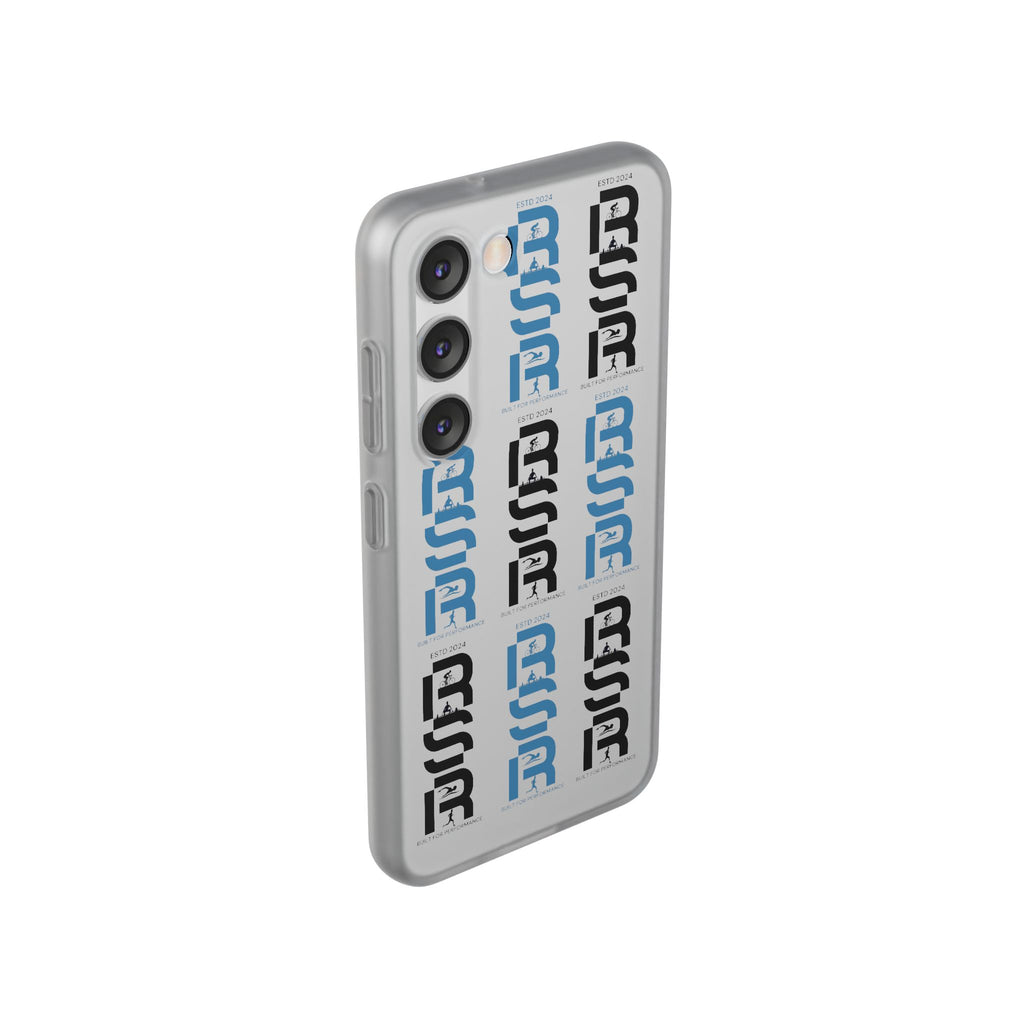 Phone Case — Repeating 'RSR' Blue & Black Graphic Flexi Case by RSR