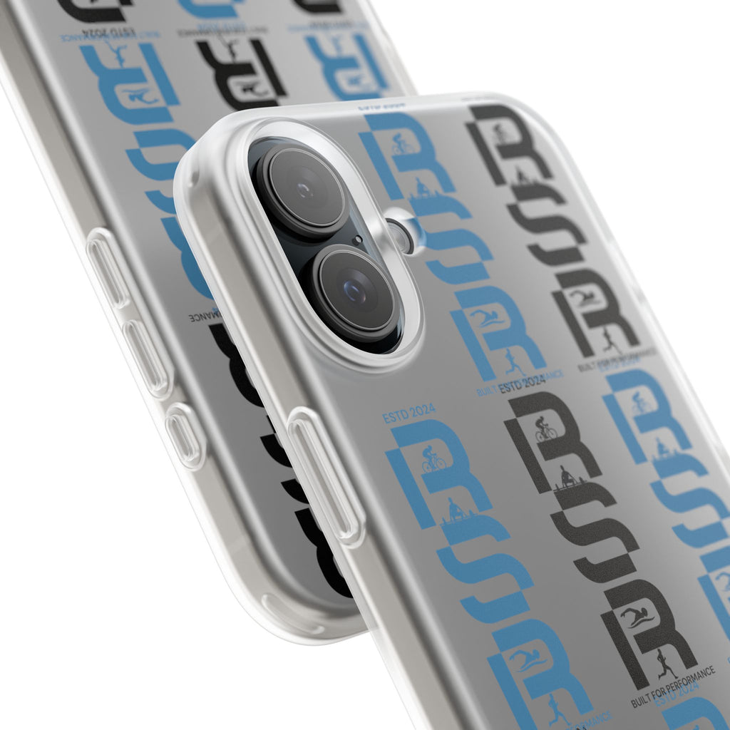 Phone Case — Repeating 'RSR' Blue & Black Graphic Flexi Case by RSR