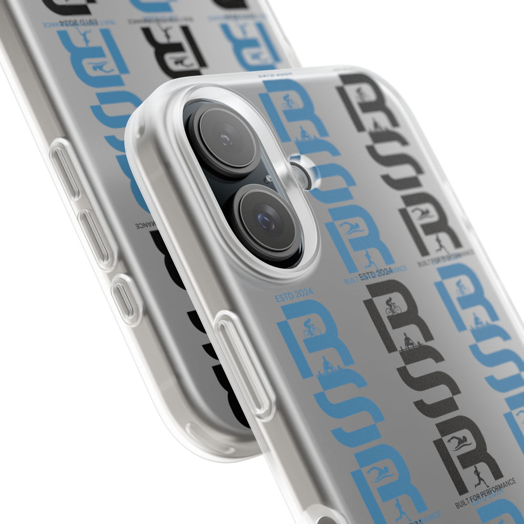 Phone Case — Repeating 'RSR' Blue & Black Graphic Flexi Case by RSR