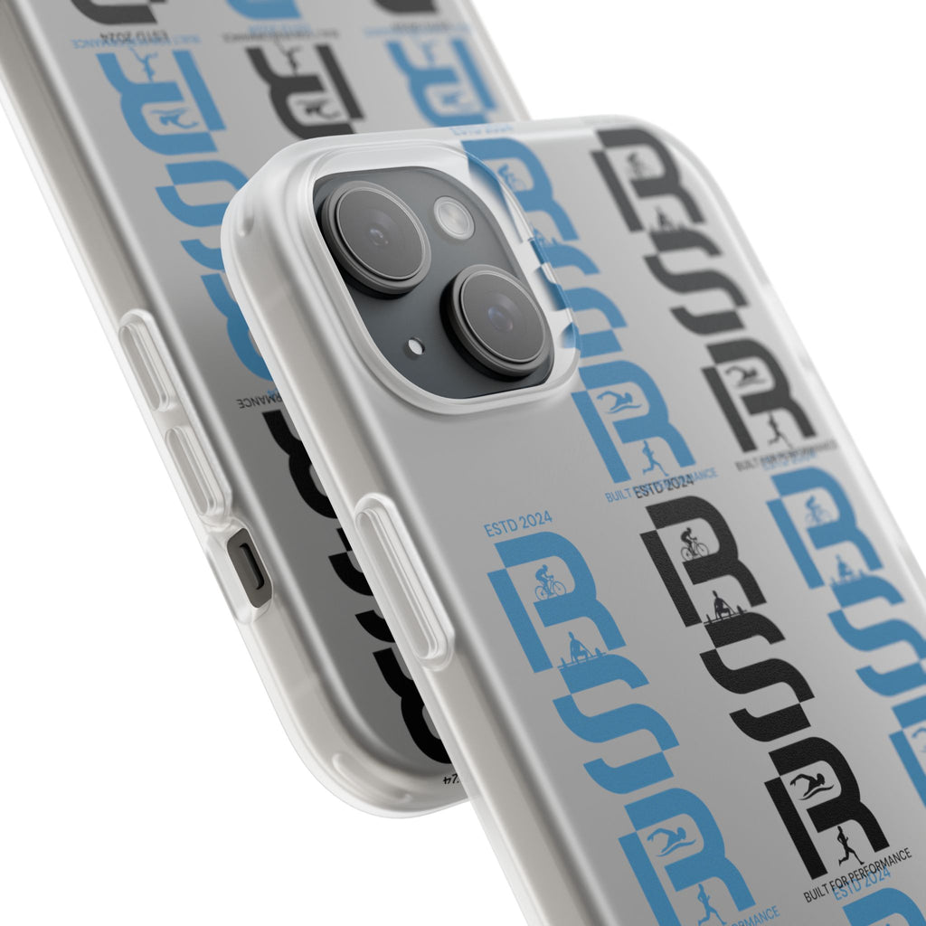 Phone Case — Repeating 'RSR' Blue & Black Graphic Flexi Case by RSR