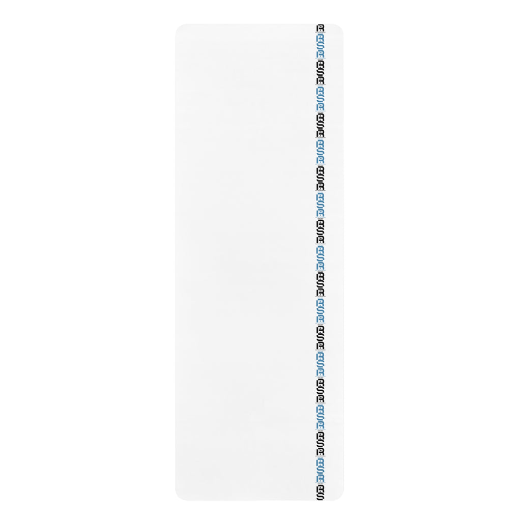 Eco Rubber Yoga Mat — Minimal White Design with Vertical Blue Accent by RSR