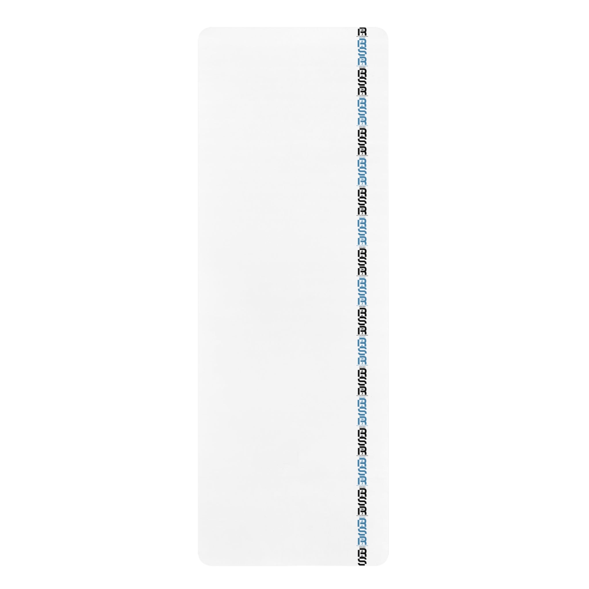 Eco Rubber Yoga Mat — Minimal White Design with Vertical Blue Accent by RSR