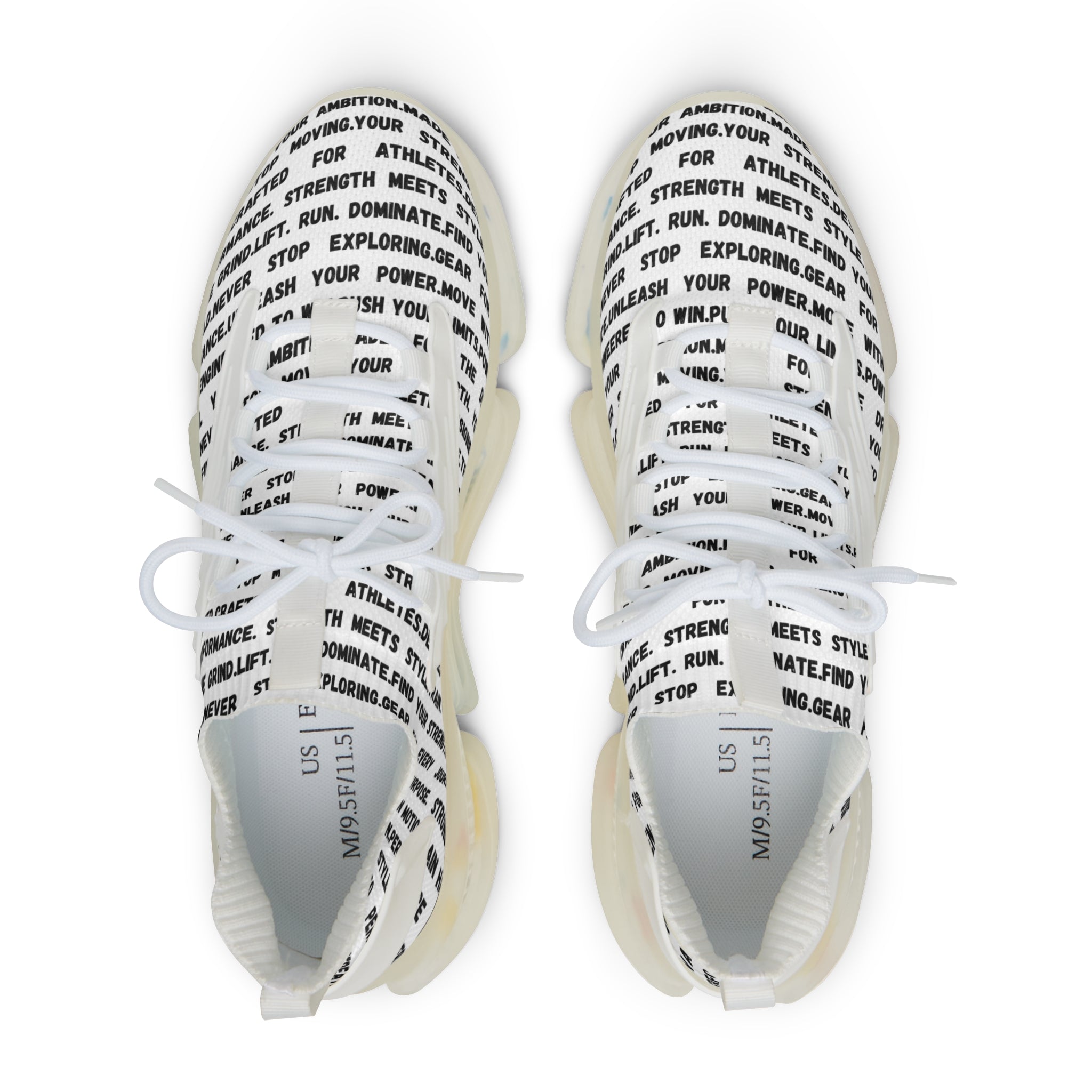Men's Mesh Sneakers — Breathable Athletic Trainers with Motivational Text Pattern by RSR