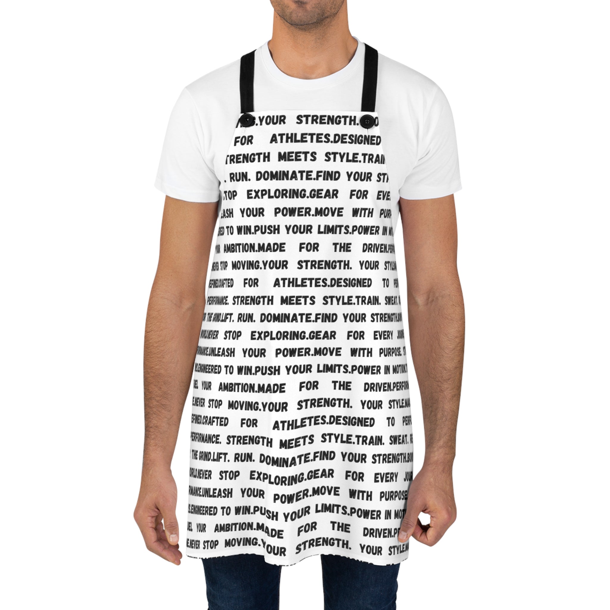 Motivational Text Apron — “Find Your Strength” All-Over Print by RSR