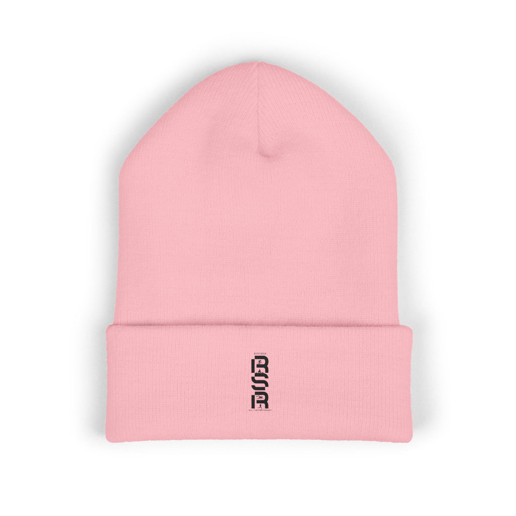 Embroidered Minimalist Cuffed Beanie — Small Vertical Logo by RSR