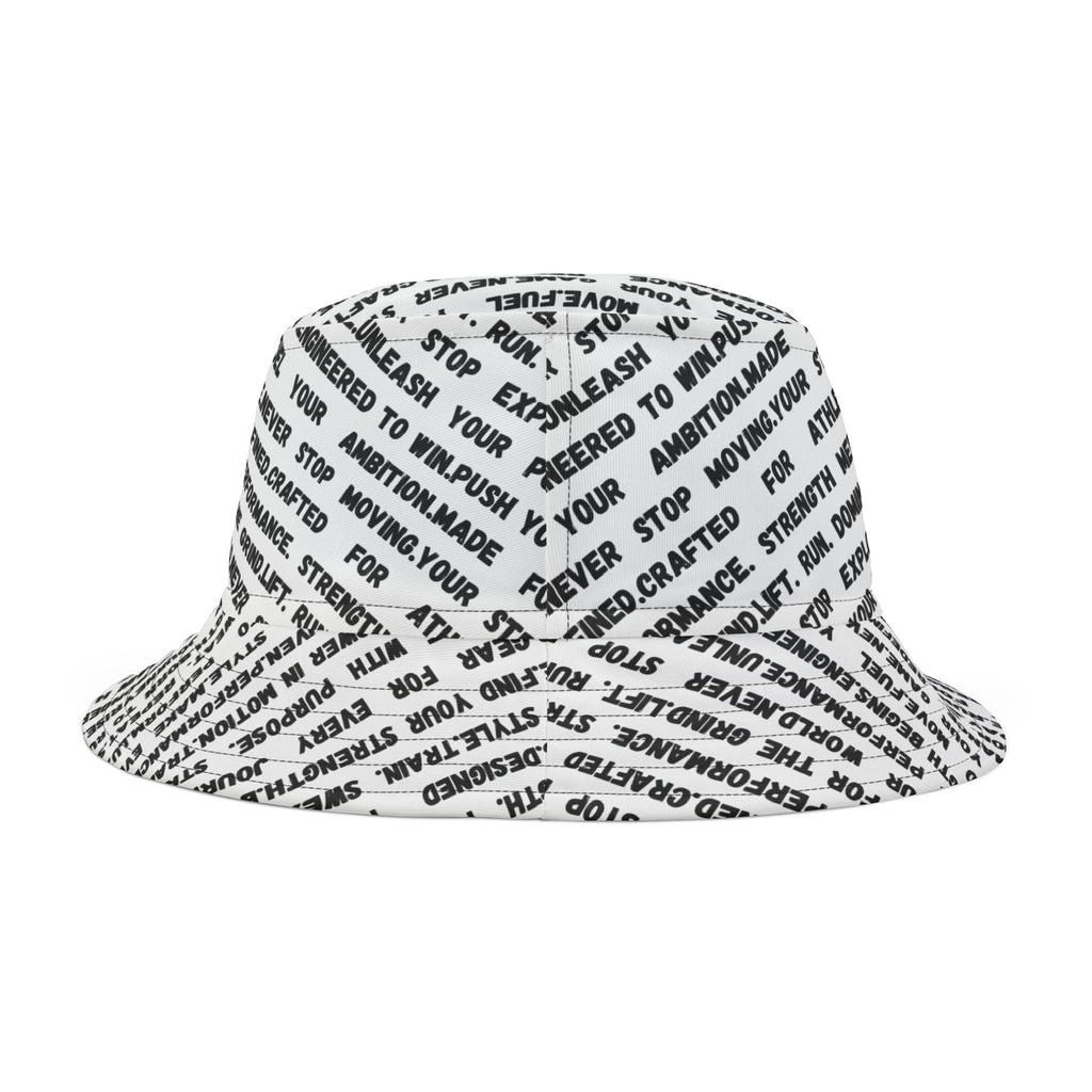 Text Print Bucket Hat — All-Over Black Script Pattern by RSR
