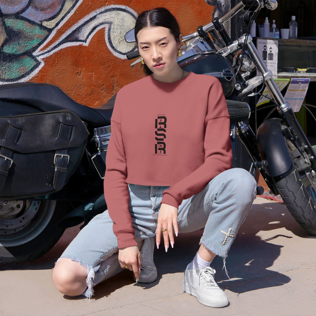 Cropped Sweatshirt — Minimal Vertical Script & Back Text Block by RSR