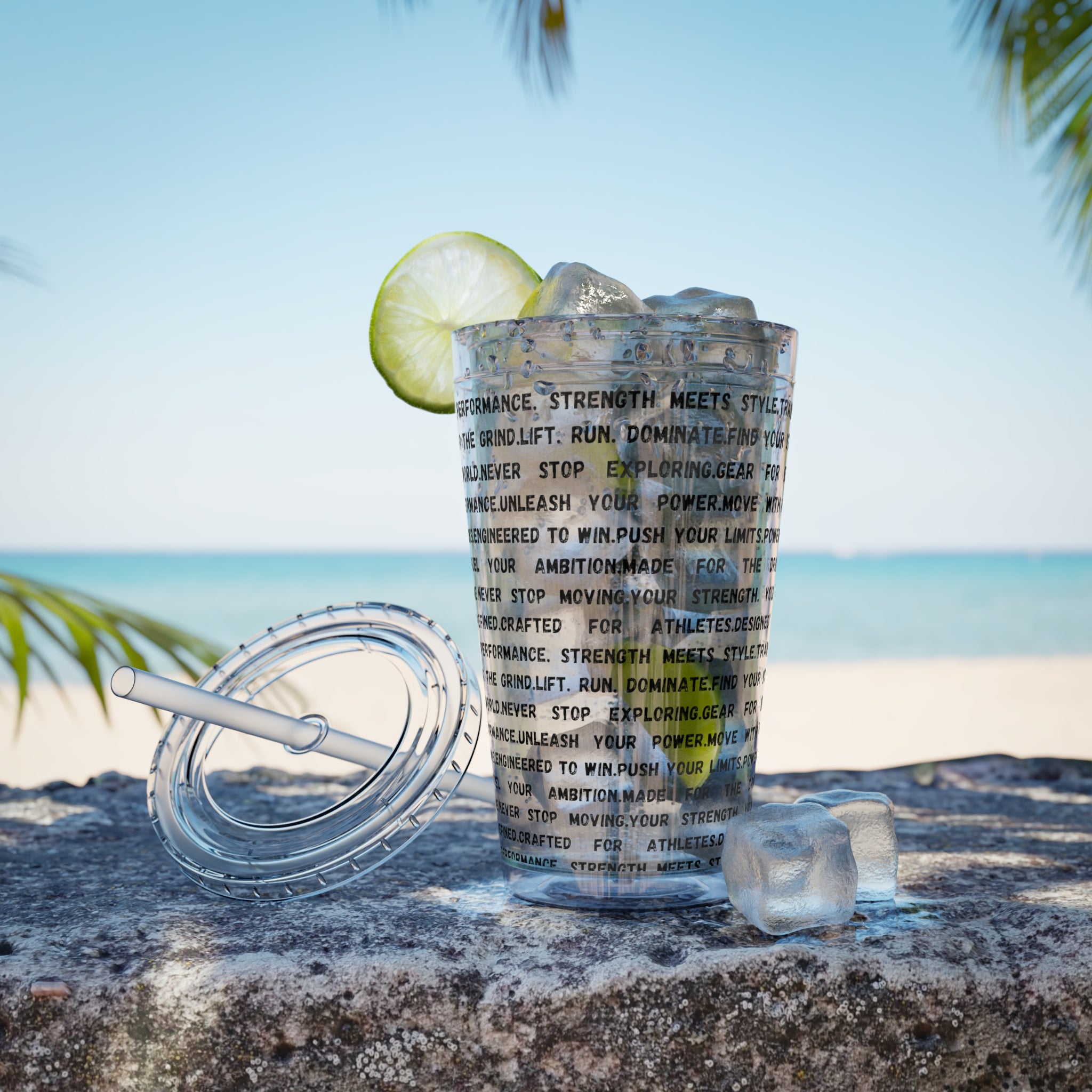 16oz Motivational Phrase Tumbler with Straw — Sunsplash Text Design by RSR