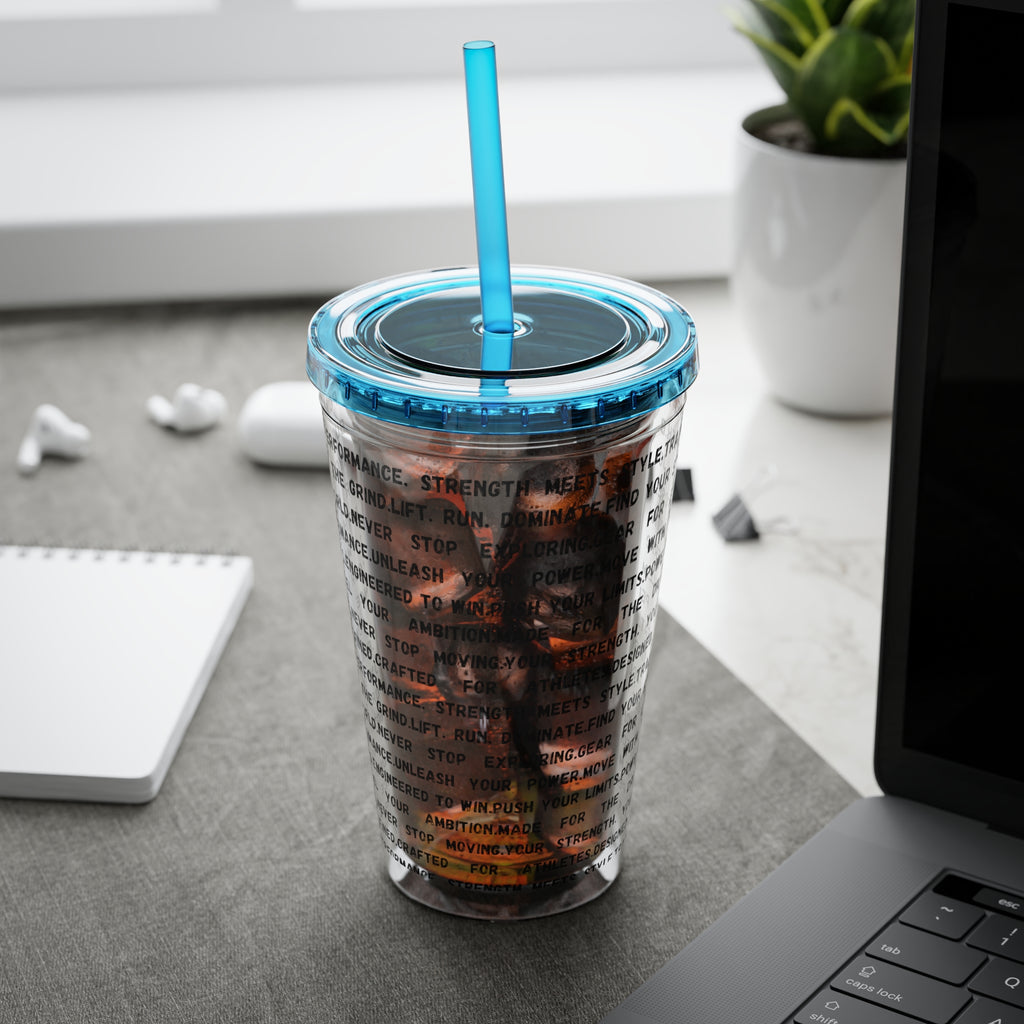 16oz Motivational Phrase Tumbler with Straw — Sunsplash Text Design by RSR