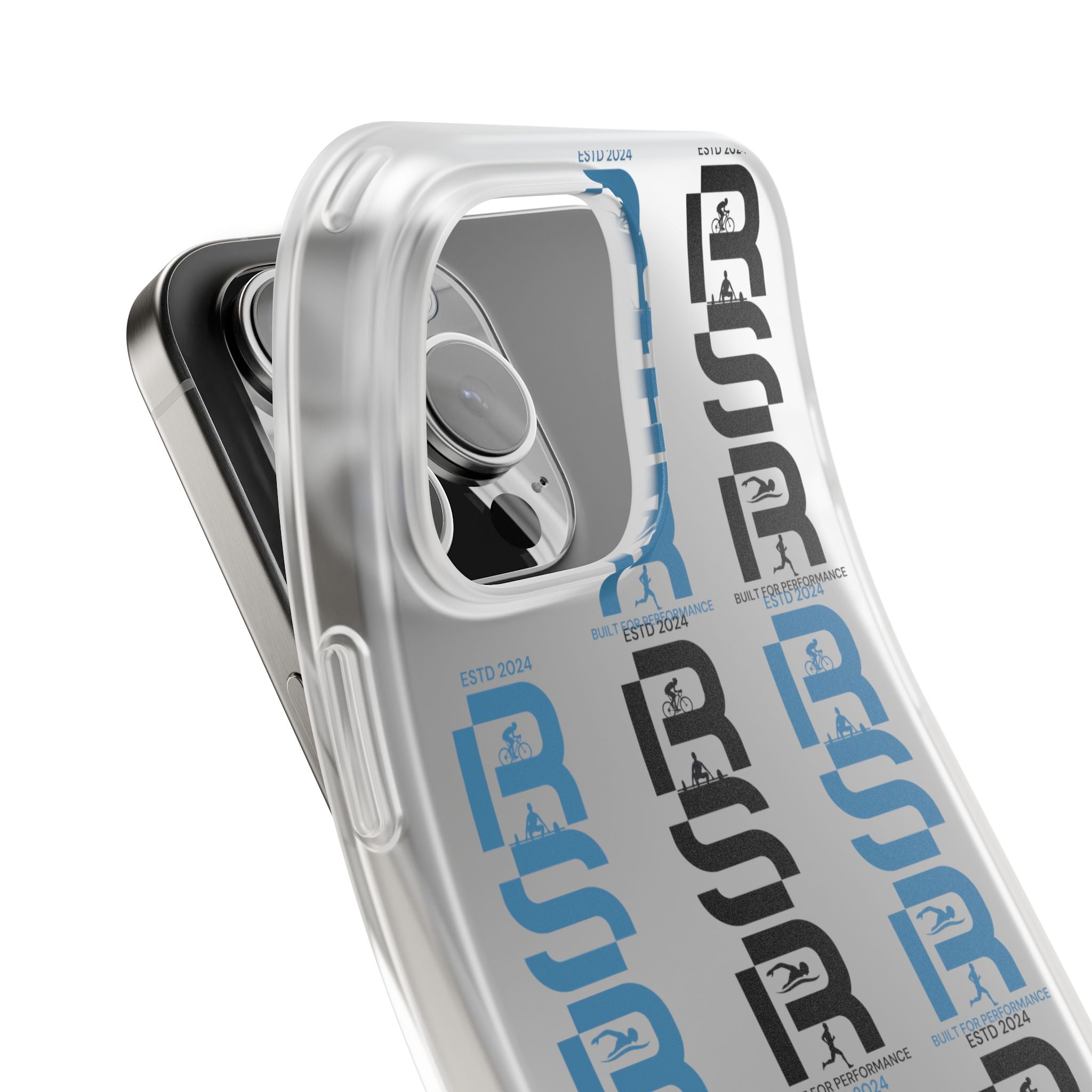 Phone Case — Repeating 'RSR' Blue & Black Graphic Flexi Case by RSR