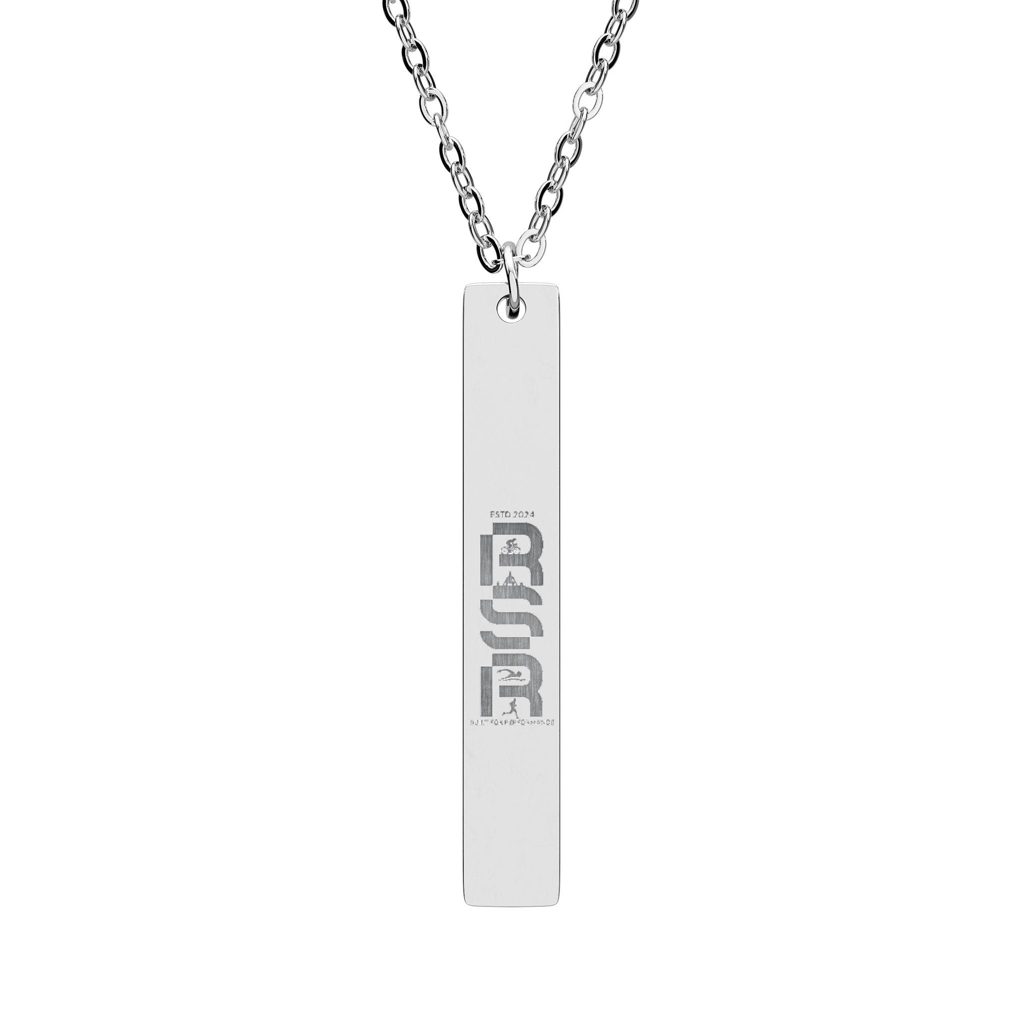 Engravable Vertical Bar Necklace — Personalized Vertical Name/Initial Pendant (Silver or Rose Gold) by RSR