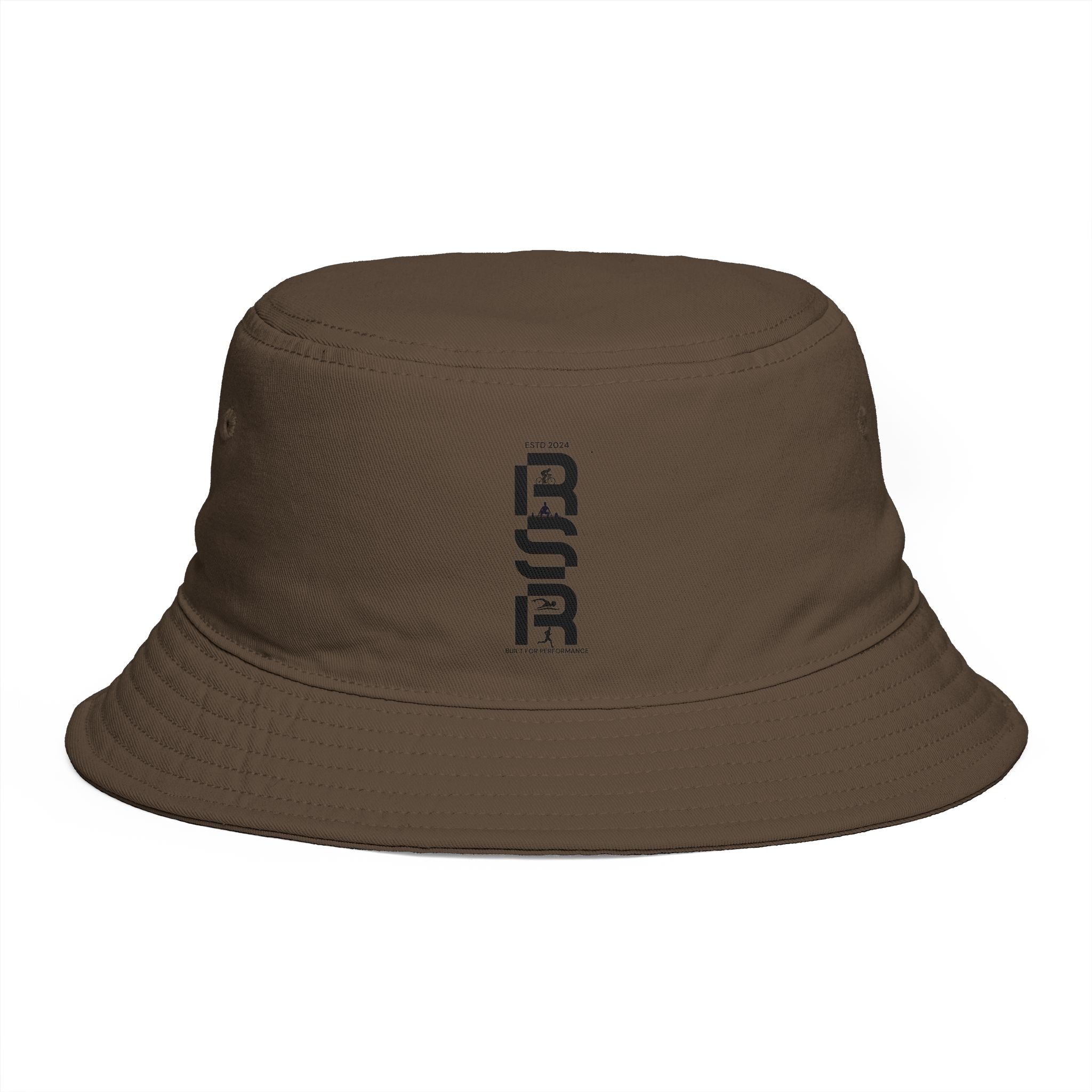 Rust Brown Bucket Hat with Vertical 'ROAR' Distressed Text — Trendy Casual Sun Hat by RSR