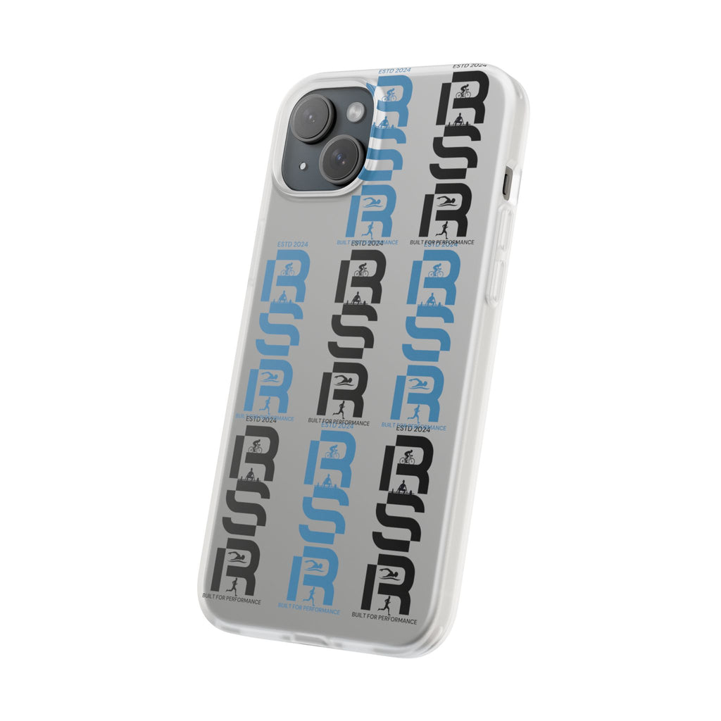 Phone Case — Repeating 'RSR' Blue & Black Graphic Flexi Case by RSR