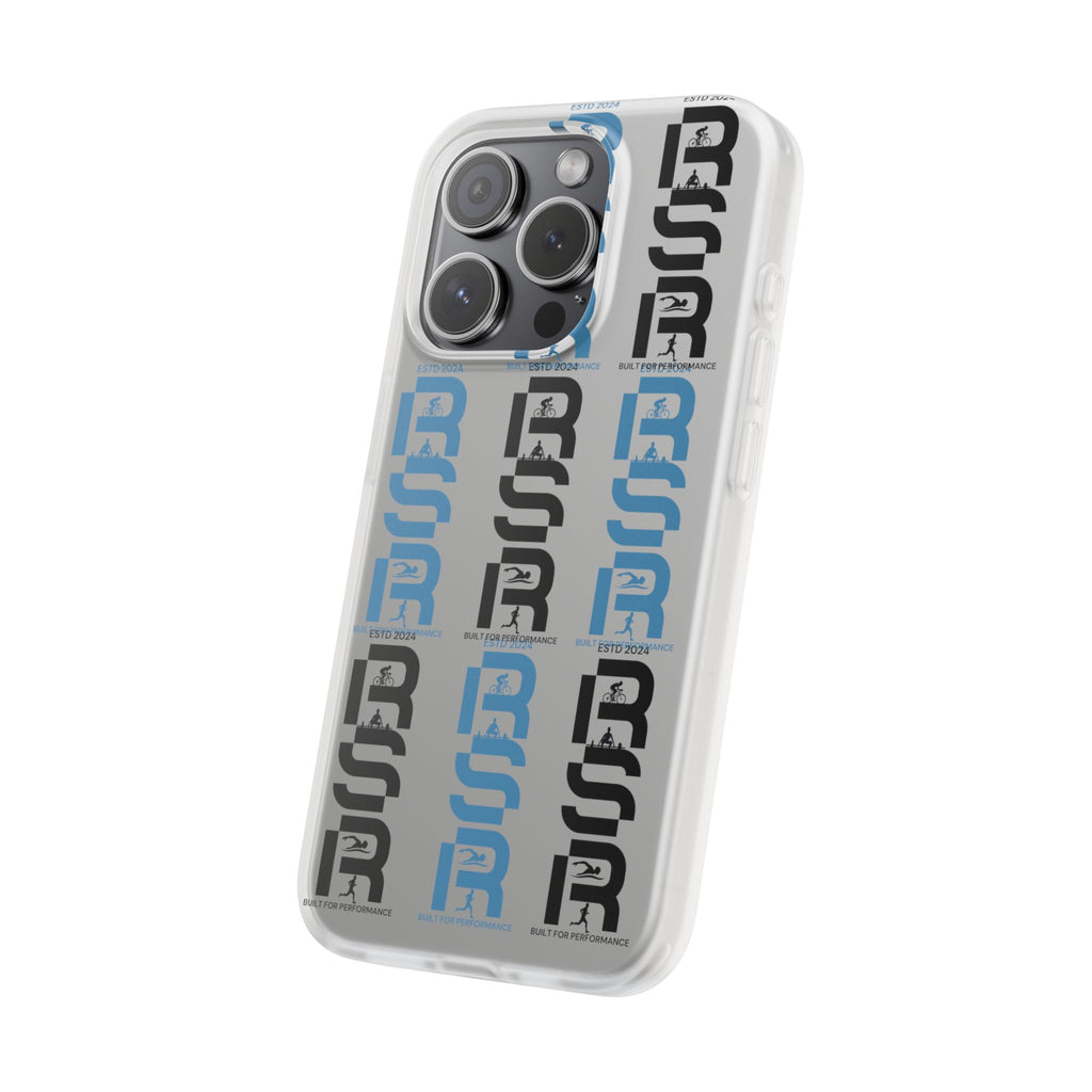Phone Case — Repeating 'RSR' Blue & Black Graphic Flexi Case by RSR