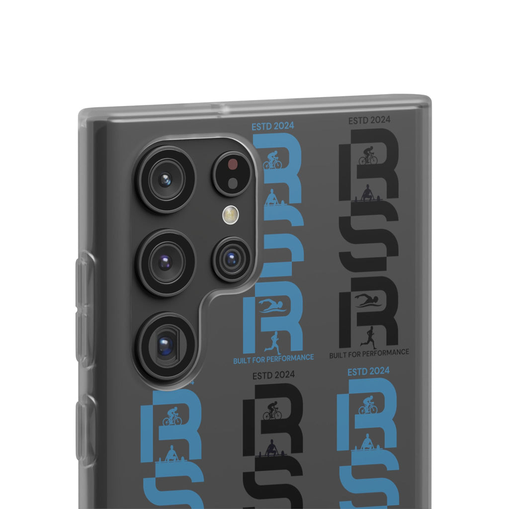 Phone Case — Repeating 'RSR' Blue & Black Graphic Flexi Case by RSR