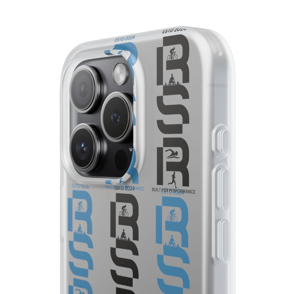 Phone Case — Repeating 'RSR' Blue & Black Graphic Flexi Case by RSR