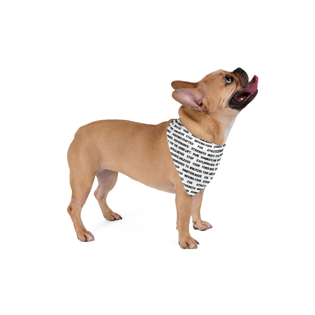 Motivational Text Pet Bandana — Repeating Performance Words Design by RSR