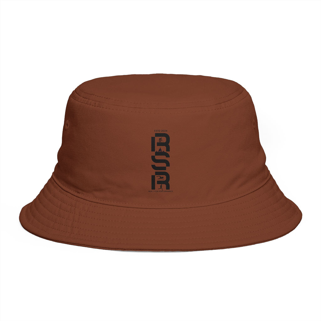 Rust Brown Bucket Hat with Vertical 'ROAR' Distressed Text — Trendy Casual Sun Hat by RSR